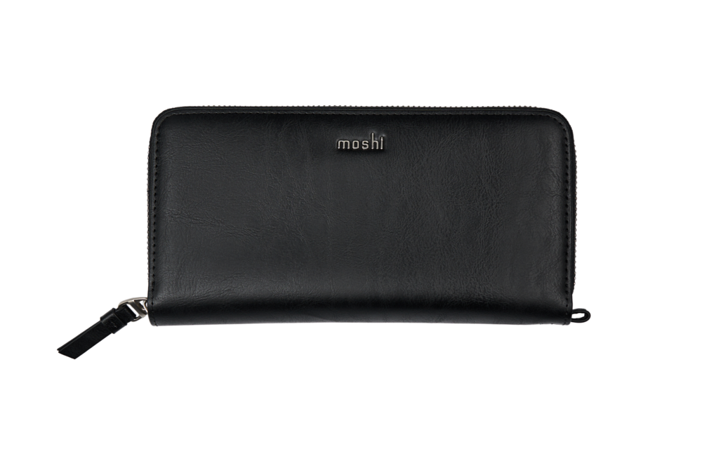 Moshi Folia Zip-Around Long Wallet - Charcoal Black