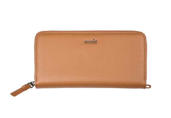 Moshi Folia Zip-Around Long Wallet - Caramel Brown