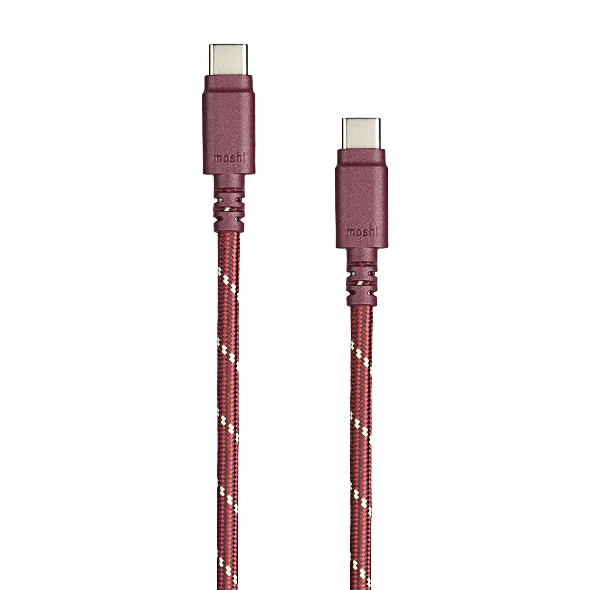 Moshi Integra USB-C to USB-C (240w/480Mbps) Charge Cable w/ Slim Connector 1.2m  (4 ft)  Burgundy Red