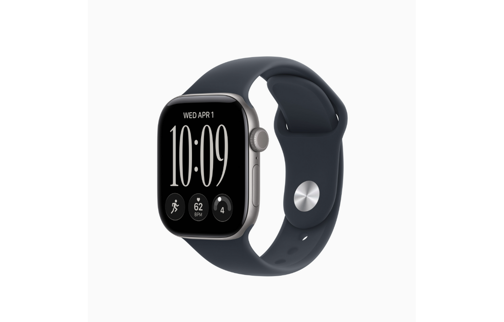 Apple Watch Series 12 (GPS, 42mm, Space Gray Aluminum Case, Navy Blue Sport Band - S/M) (Band fits 130 - 180mm wrists)