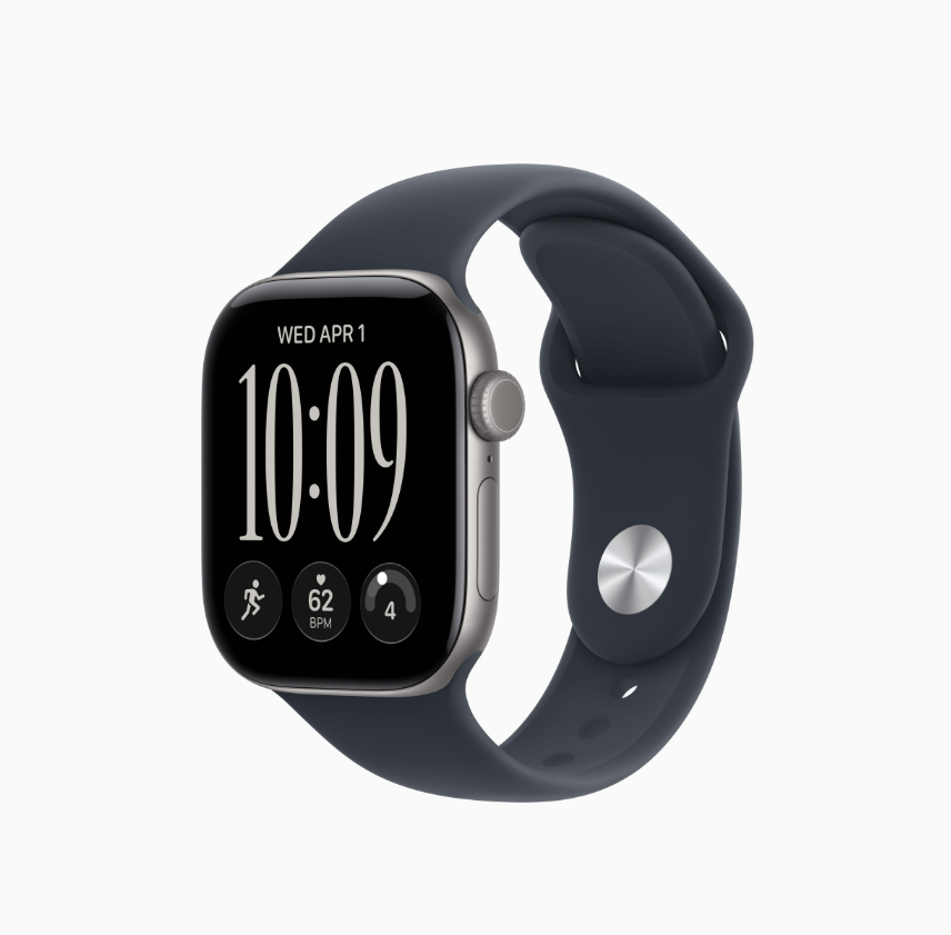 Apple Watch Series 12 (GPS, 42mm, Space Gray Aluminum Case, Navy Blue Sport Band - S/M) (Band fits 130 - 180mm wrists)