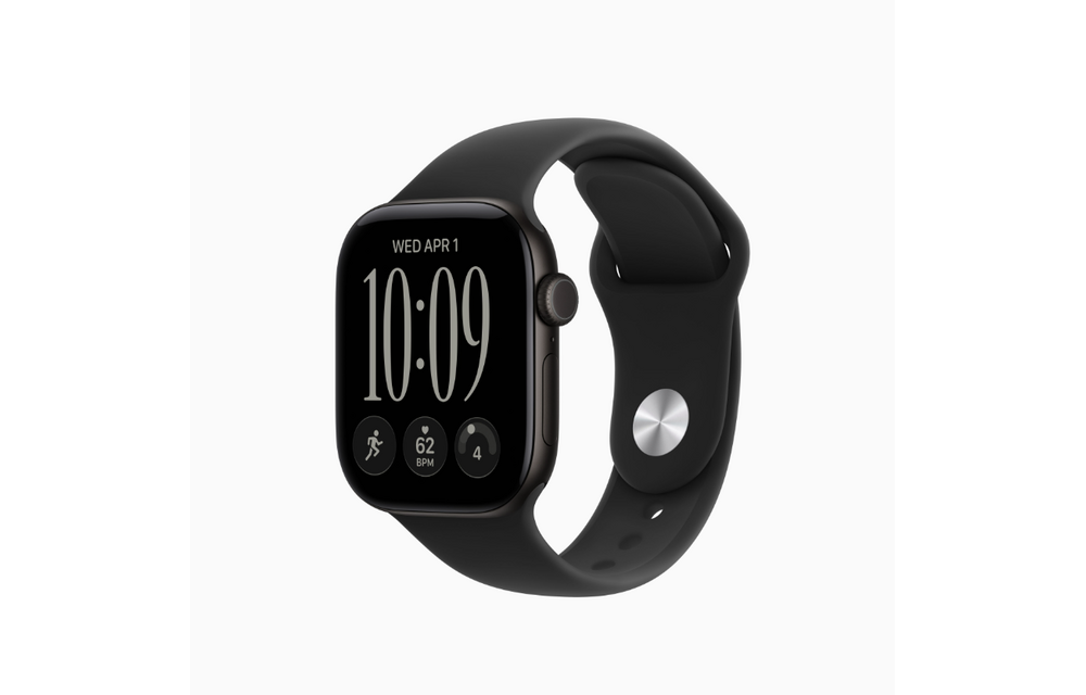 Apple Watch Series 12 (GPS, 42mm, Black Aluminum Case, Black Sport Band - S/M) (Band fits 130 - 180mm wrists)