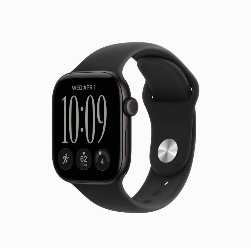Apple Watch Series 12 (GPS, 42mm, Black Aluminum Case, Black Sport Band - S/M) (Band fits 130 - 180mm wrists)