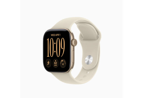 Apple Watch Series 12 (GPS, 42mm, Light Gold Aluminum Case, Sand Sport Band - S/M) (Band fits 130 - 180mm wrists)