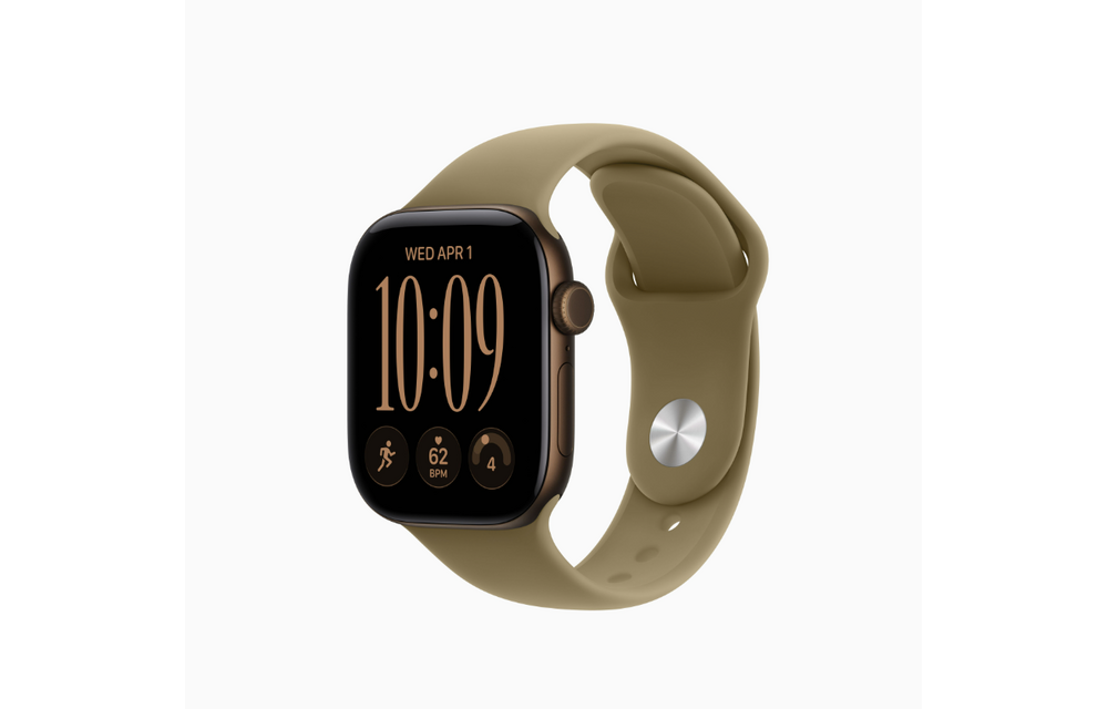 Apple Watch Series 12 (GPS, 42mm, Dark Bronze Aluminum Case, Olive Sport Band - S/M) (Band fits 130 - 180mm wrists)