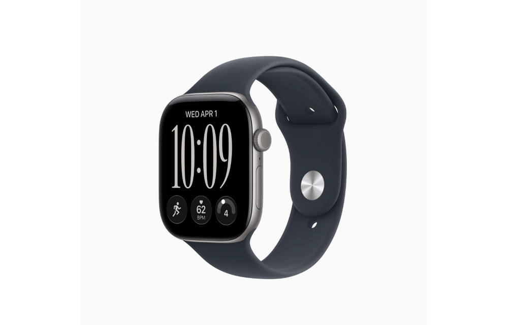 Apple Watch Series 12 (GPS, 46mm, Space Gray Aluminum Case, Navy Blue Sport Band - M/L) (Band fits 160 - 210mm wrists)