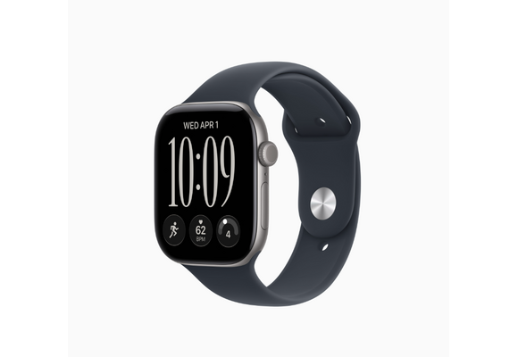 Apple Watch Series 12 (GPS, 46mm, Space Gray Aluminum Case, Navy Blue Sport Band - M/L) (Band fits 160 - 210mm wrists)