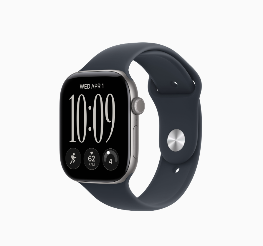 Apple Watch Series 12 (GPS, 46mm, Space Gray Aluminum Case, Navy Blue Sport Band - M/L) (Band fits 160 - 210mm wrists)