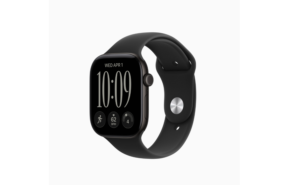 Apple Watch Series 12 (GPS, 46mm, Black Aluminum Case, Black Sport Band - M/L) (Band fits 160 - 210mm wrists)
