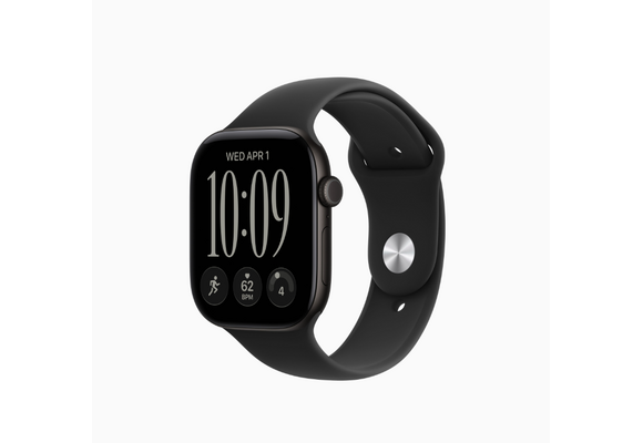 Apple Watch Series 12 (GPS, 46mm, Black Aluminum Case, Black Sport Band - M/L) (Band fits 160 - 210mm wrists)