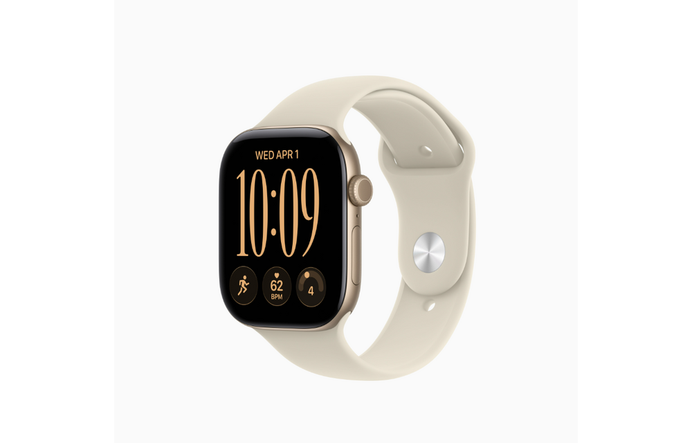 Apple Watch Series 12 (GPS, 46mm, Light Gold Aluminum Case, Sand Sport Band - M/L) (Band fits 160 - 210mm wrists)