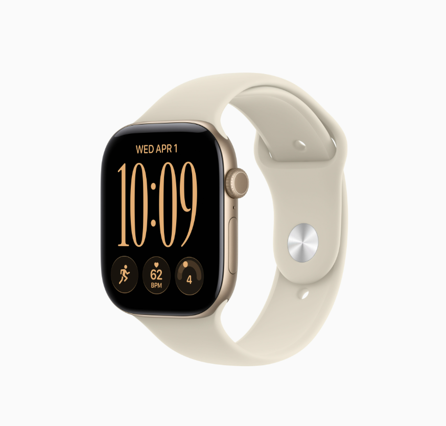 Apple Watch Series 12 (GPS, 46mm, Light Gold Aluminum Case, Sand Sport Band - M/L) (Band fits 160 - 210mm wrists)