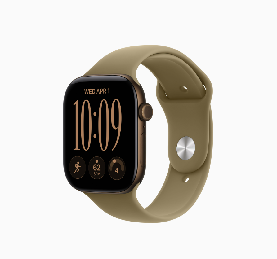 Apple Watch Series 12 (GPS, 46mm, Dark Bronze Aluminum Case, Olive Sport Band - M/L) (Band fits 160 - 210mm wrists)