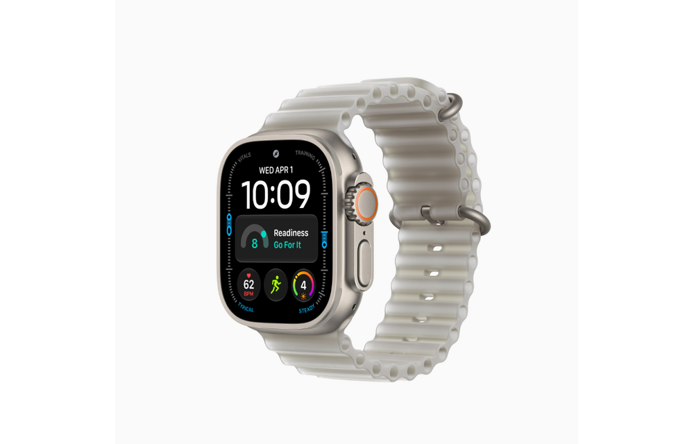 Apple Watch Ultra 4 | GPS + Cellular | 49mm | Natural Titanium Case | Translucent Gray Ocean Band
