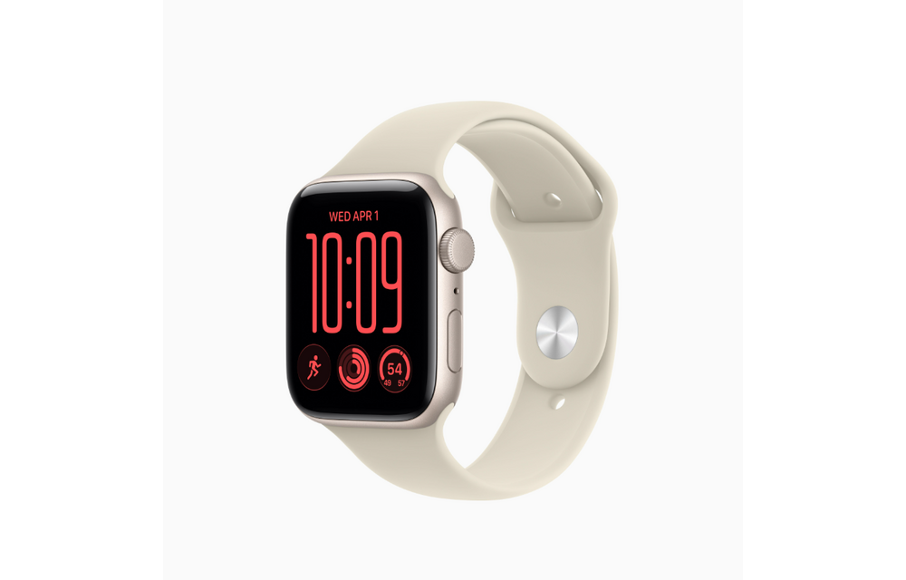 Apple Watch SE 3 | GPS | 44mm | Starlight Aluminum Case | Sand Sport Band M/L | Fits 160-210mm wrists
