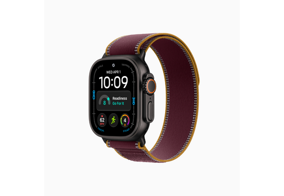 Apple Watch Ultra 4 | GPS + Cellular | 49mm | Black Titanium Case | Burgundy Trail Loop M/L | Fits 140 - 220mm wrists