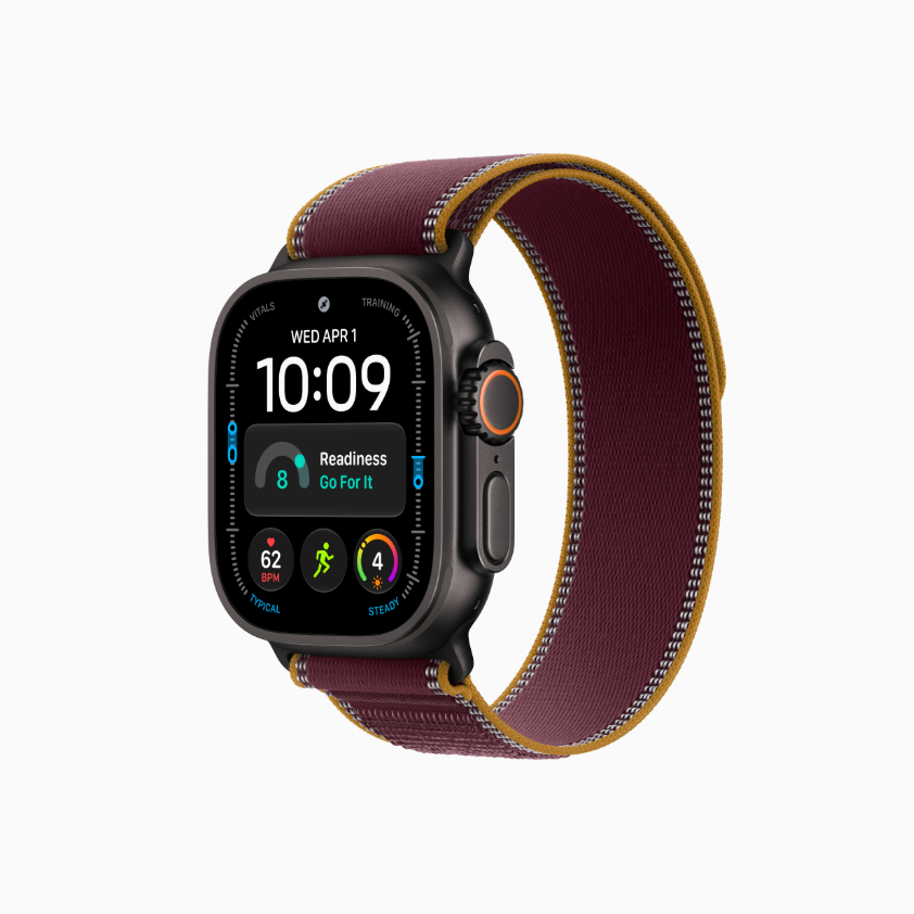 Apple Watch Ultra 4 | GPS + Cellular | 49mm | Black Titanium Case | Burgundy Trail Loop M/L | Fits 140 - 220mm wrists