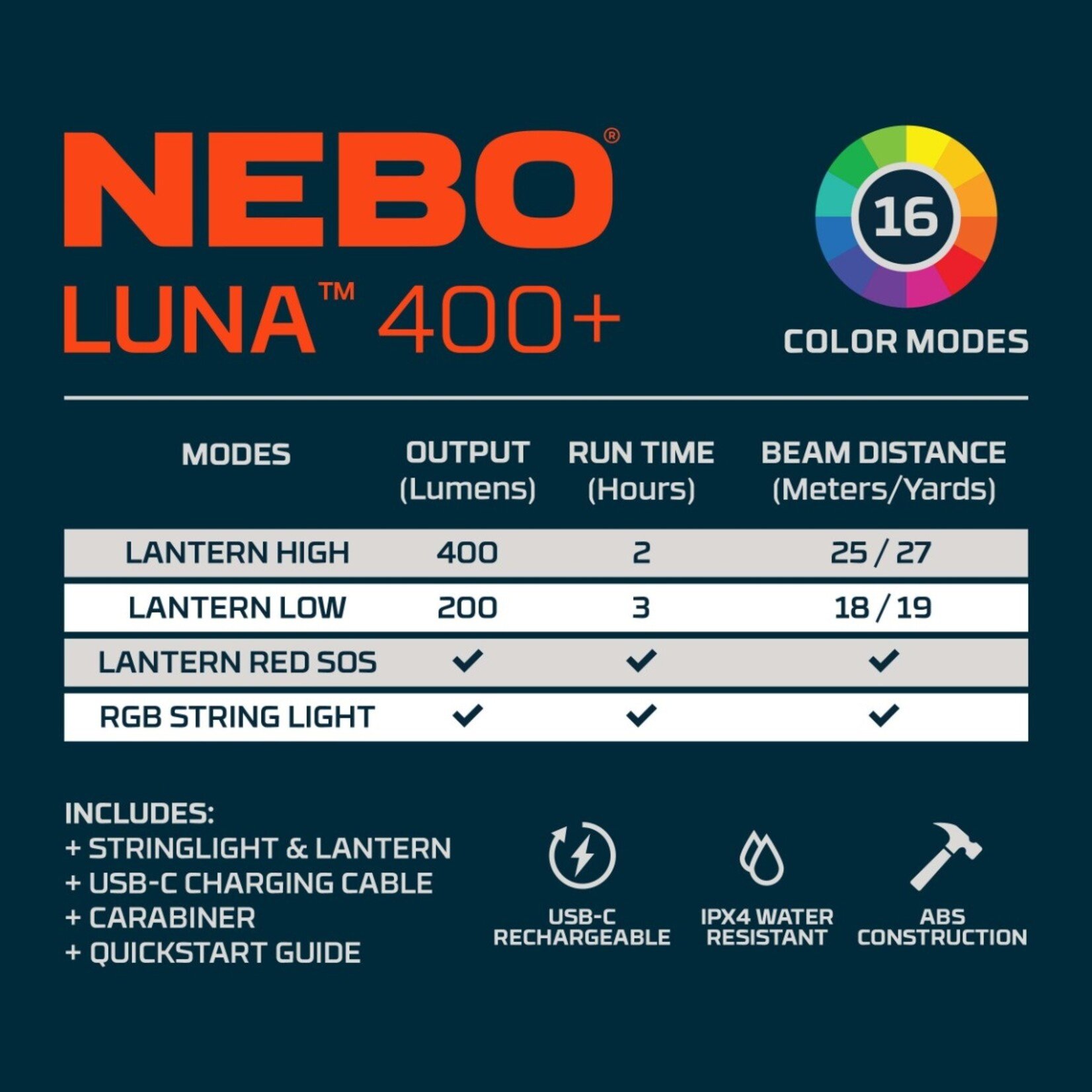 NEBO Luna 400+ Lantern and String Light