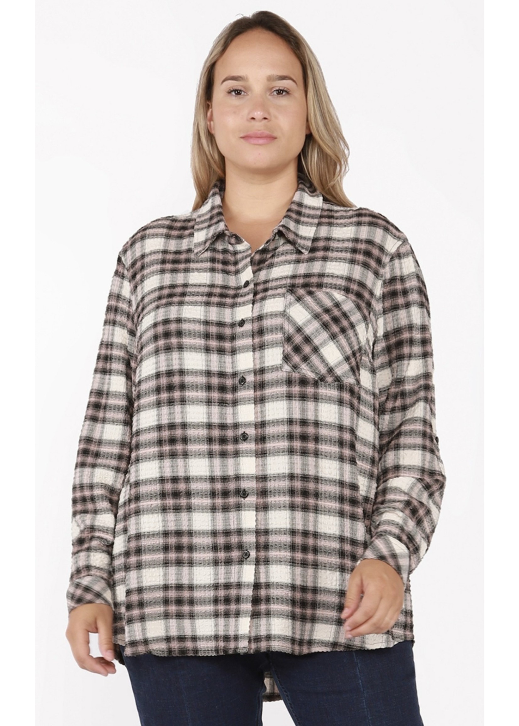 Dex Plus Button Front Plaid Shirt