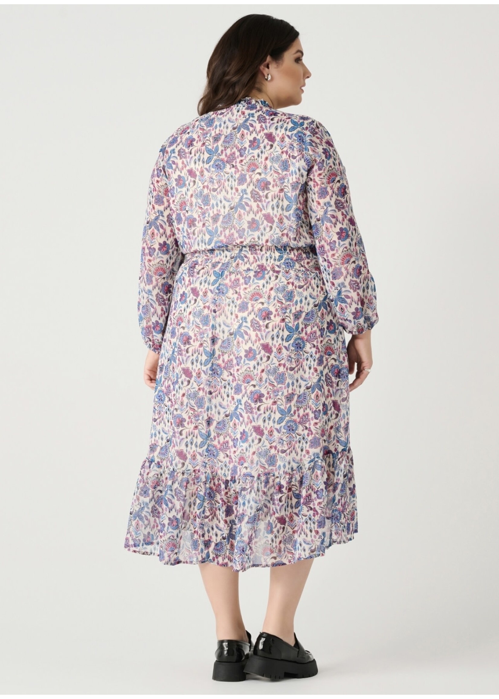 Dex Plus Contrast Trim Printed Dress