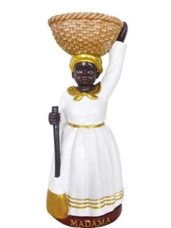 Madama 12" White /W basket statue