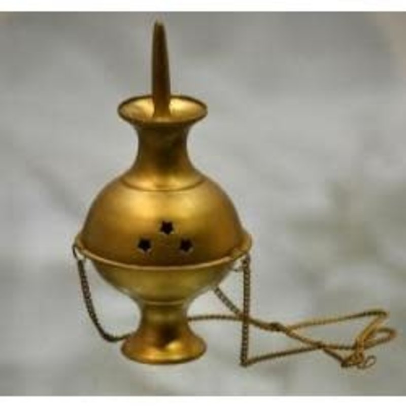 Metal GOLD FINISH Hanging Censer Burner 6"H