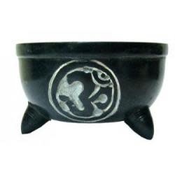Om Carved Charcoal Burner & Smudge Pot