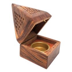 Wooden Temple Cone/Charcoal Burner 5"H