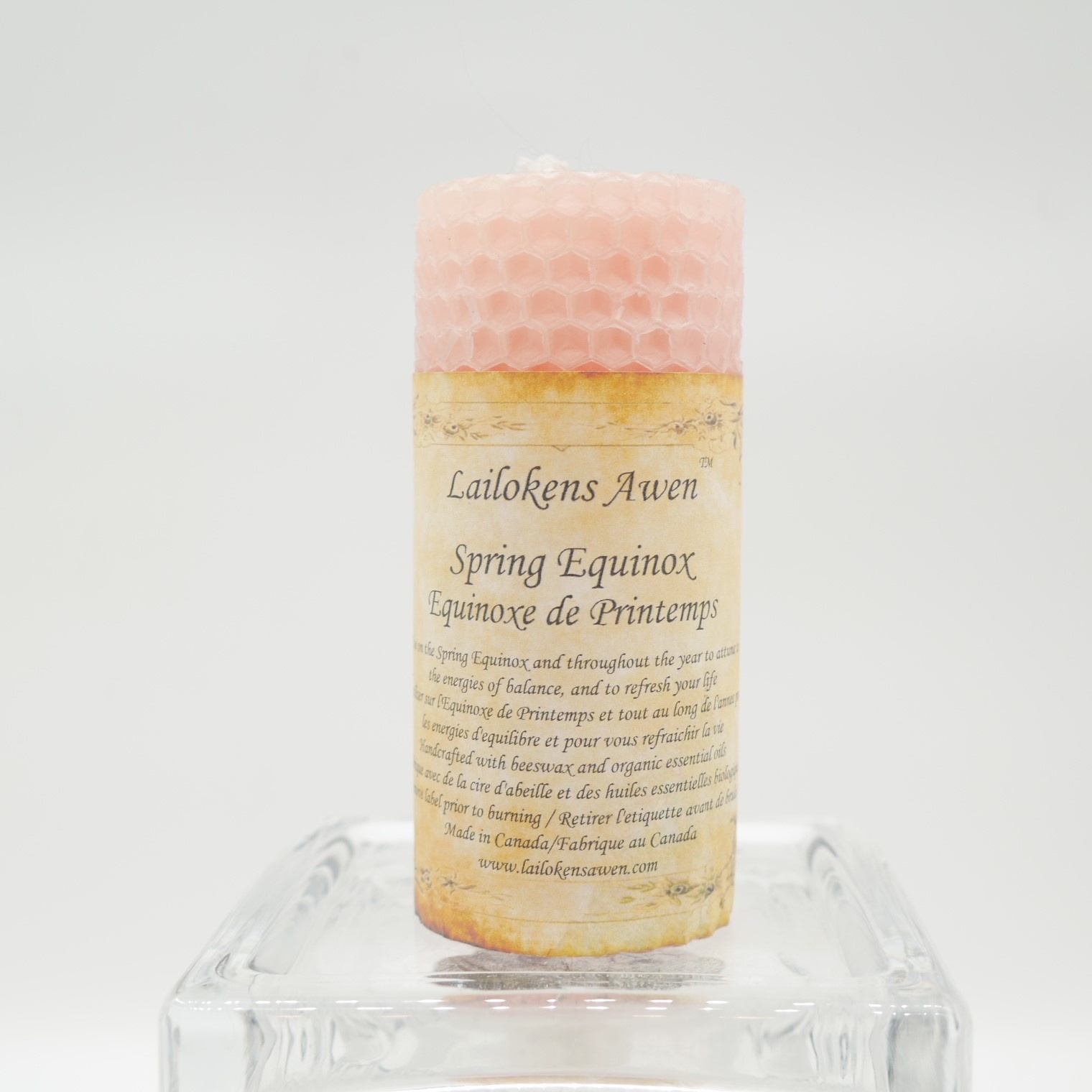 4" Spring Equanox Altar Lailokens Awen Honeycomb Candle