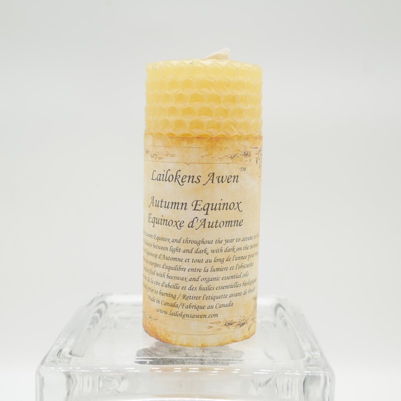 4" Autumn Equanox Altar Lailokens Awen Honeycomb Candle