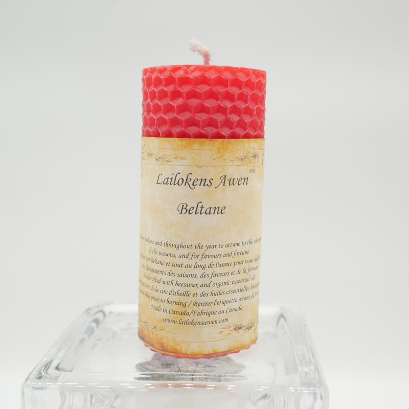 4" Beltane Sabbat Lailokens Awen Honeycomb Candle