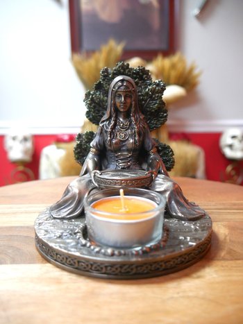 Celtic Goddess Danu Tealight Candle Holder 5.5"