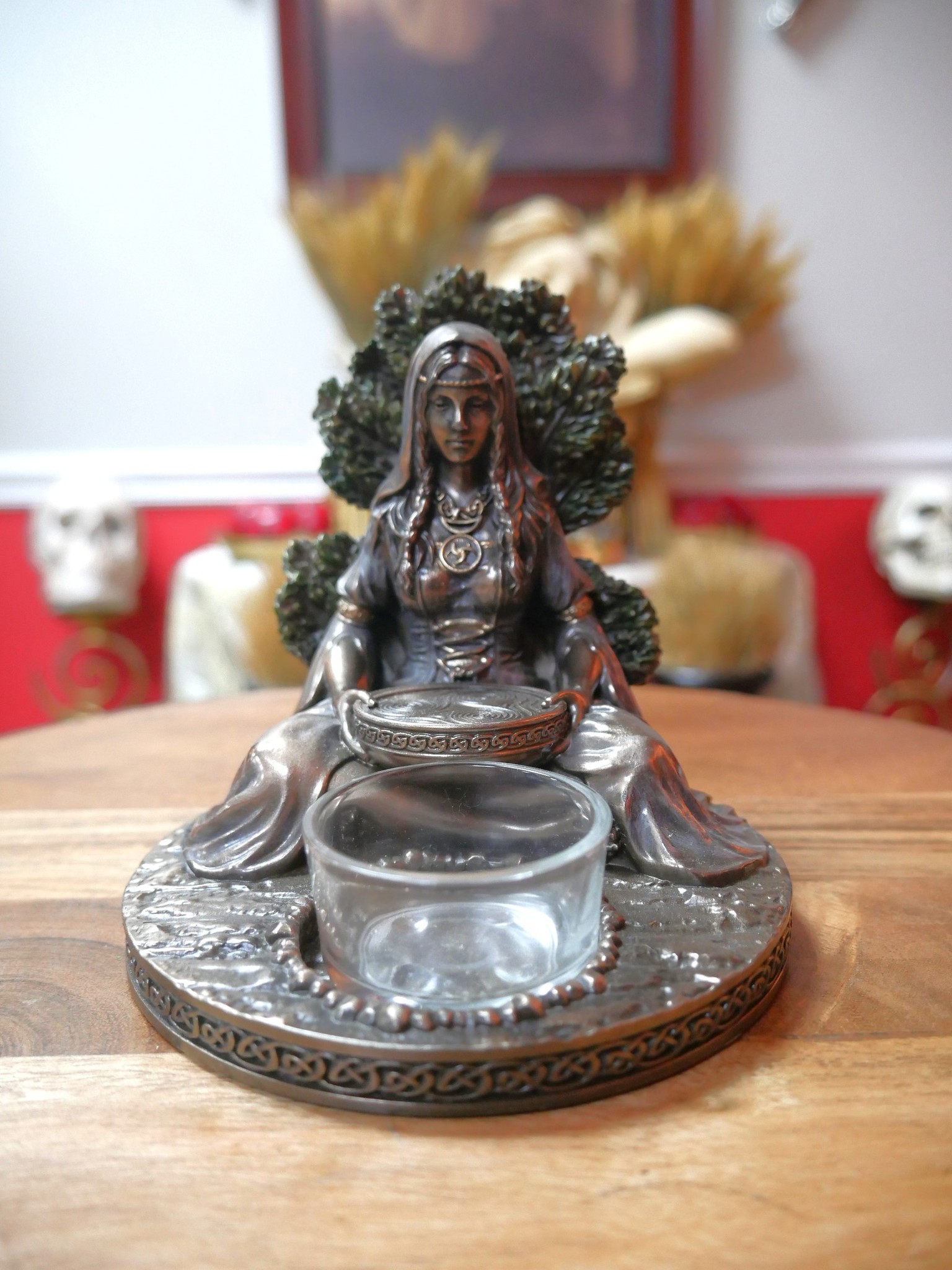 Celtic Goddess Danu Tealight Candle Holder 5.5"