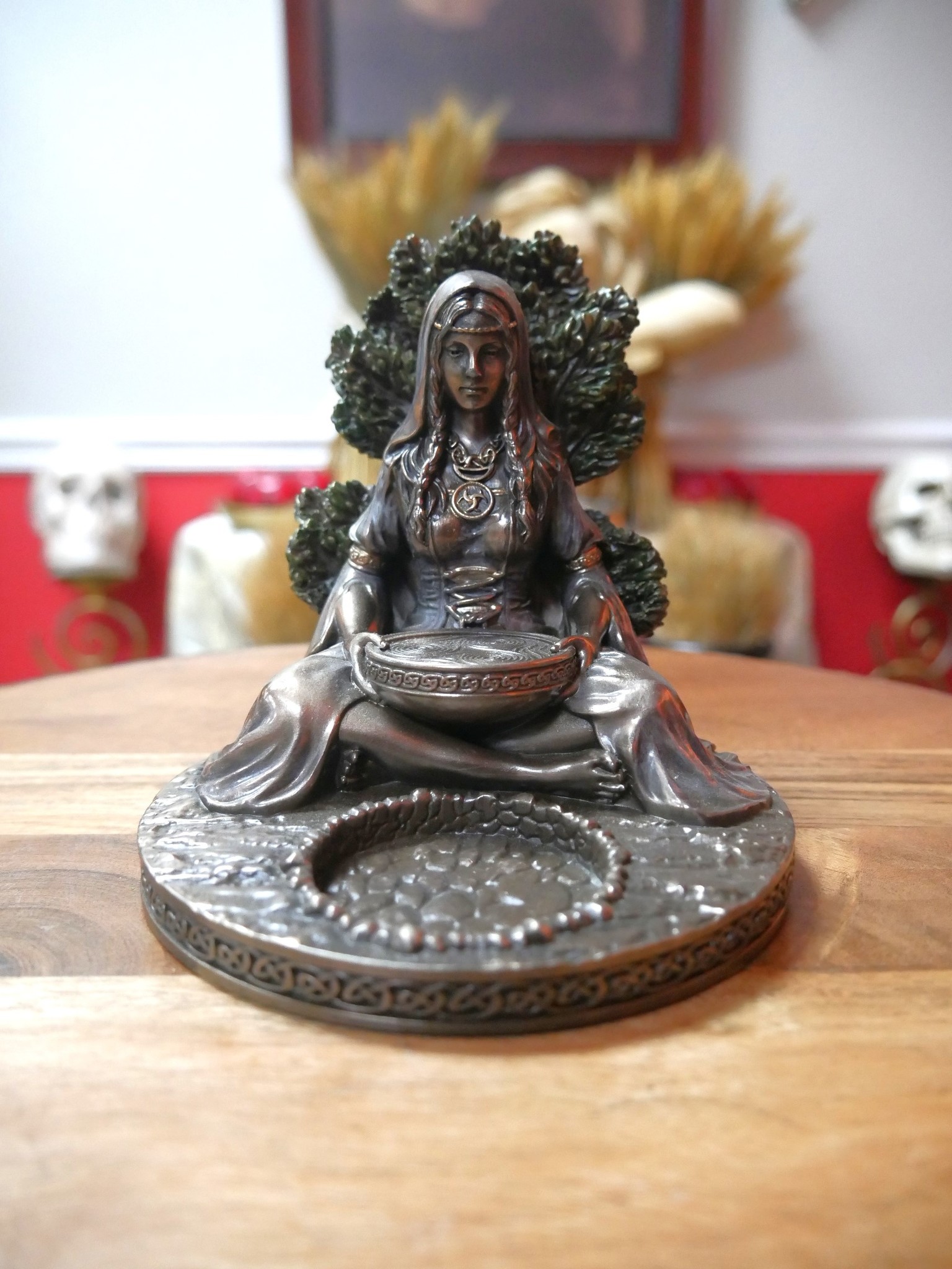 Celtic Goddess Danu Tealight Candle Holder 5.5"