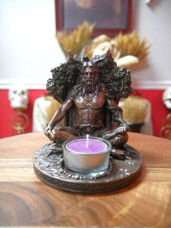 Celtic God Cernnunos Tealight Candle Holder 5.5"