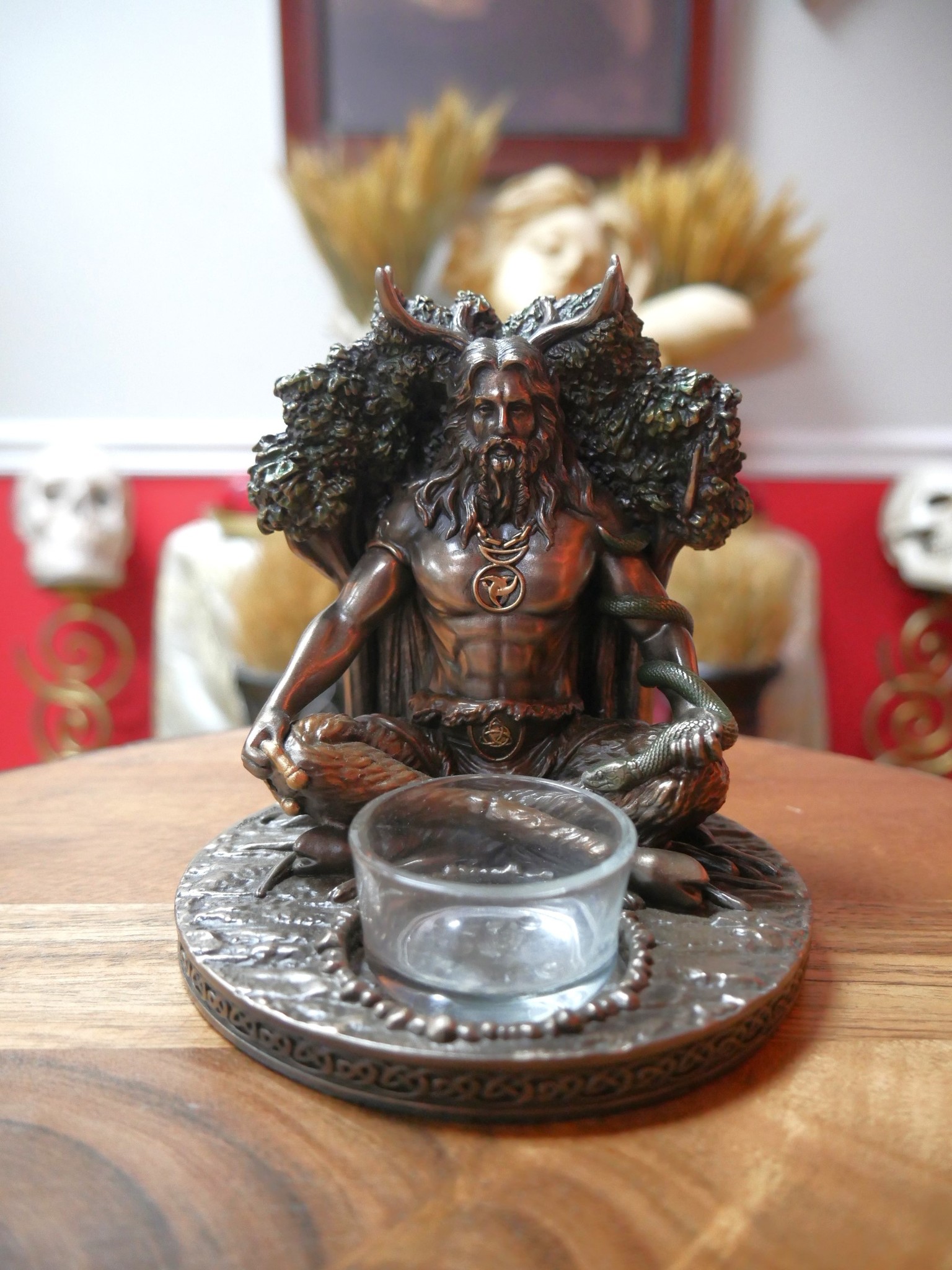 Celtic God Cernnunos Tealight Candle Holder 5.5"