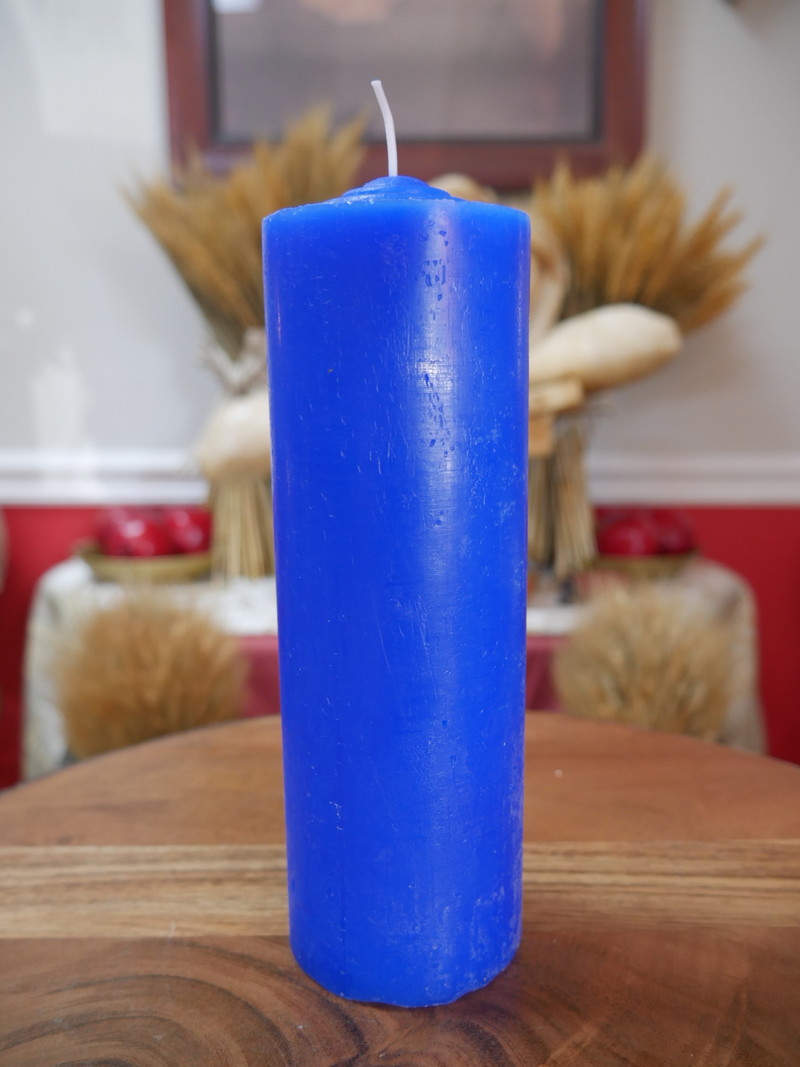 7" Pillar Pullout Candle Blue