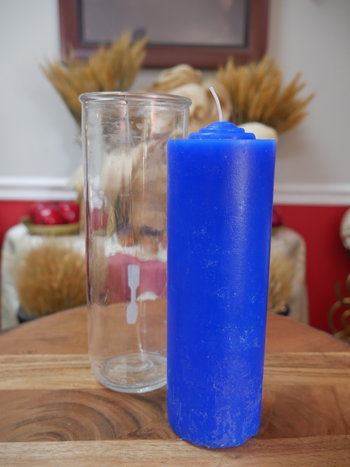 7" Pillar Pullout Candle Blue