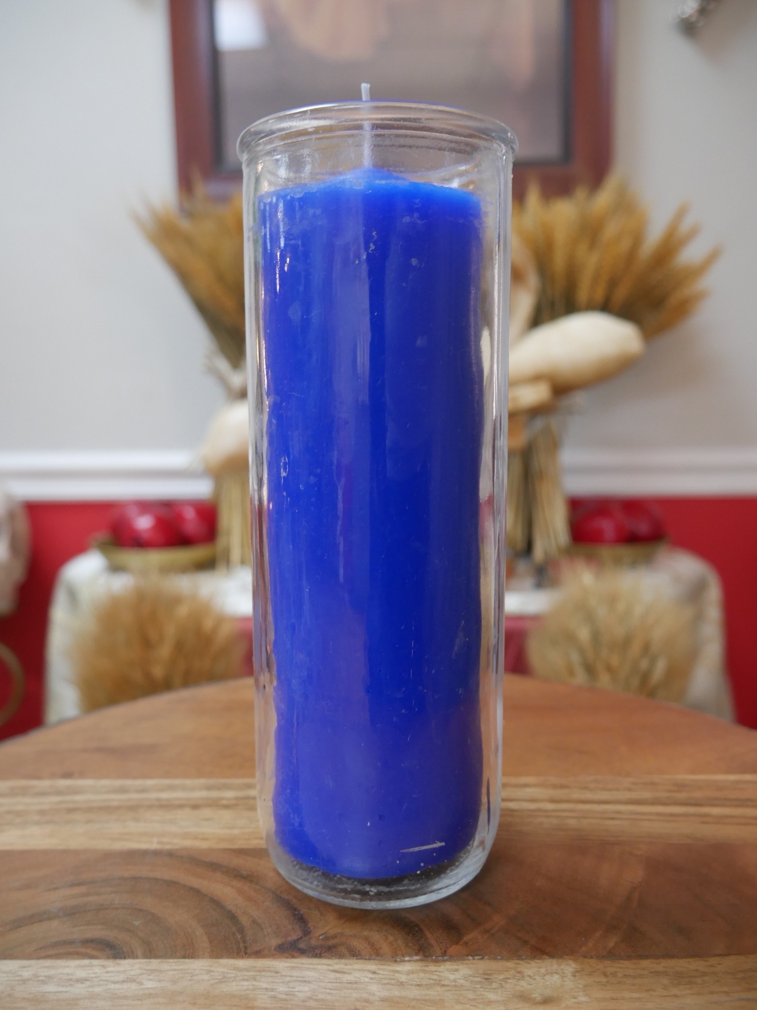7" Pillar Pullout Candle Blue