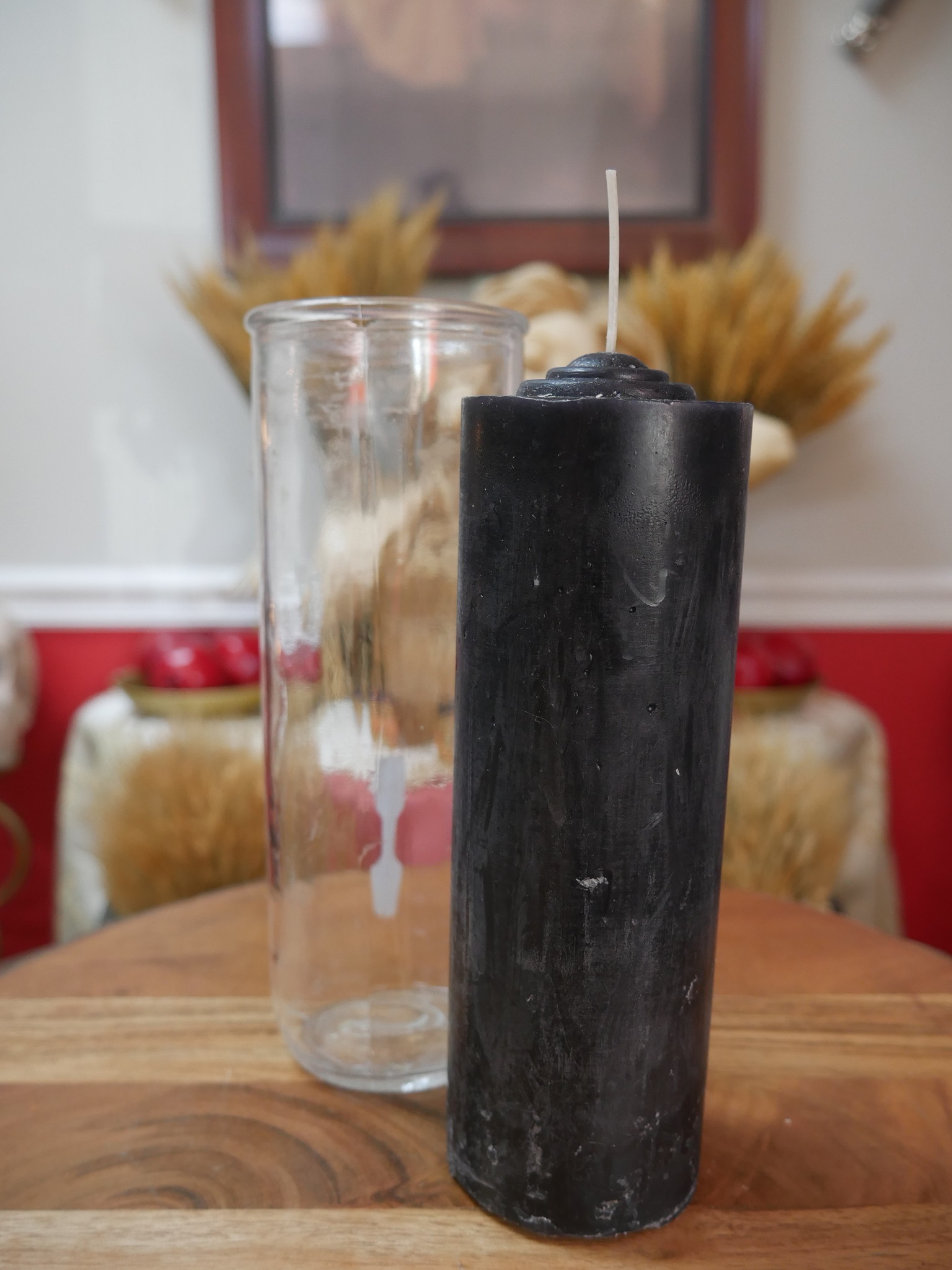 7" Pillar Pullout Candle Black