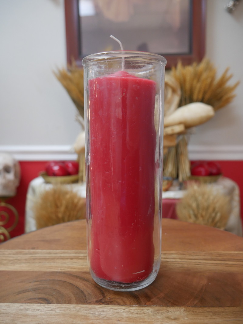 7" Pillar Pullout Candle Red