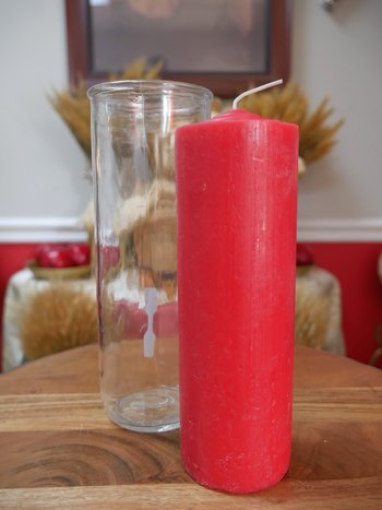 7" Pillar Pullout Candle Red
