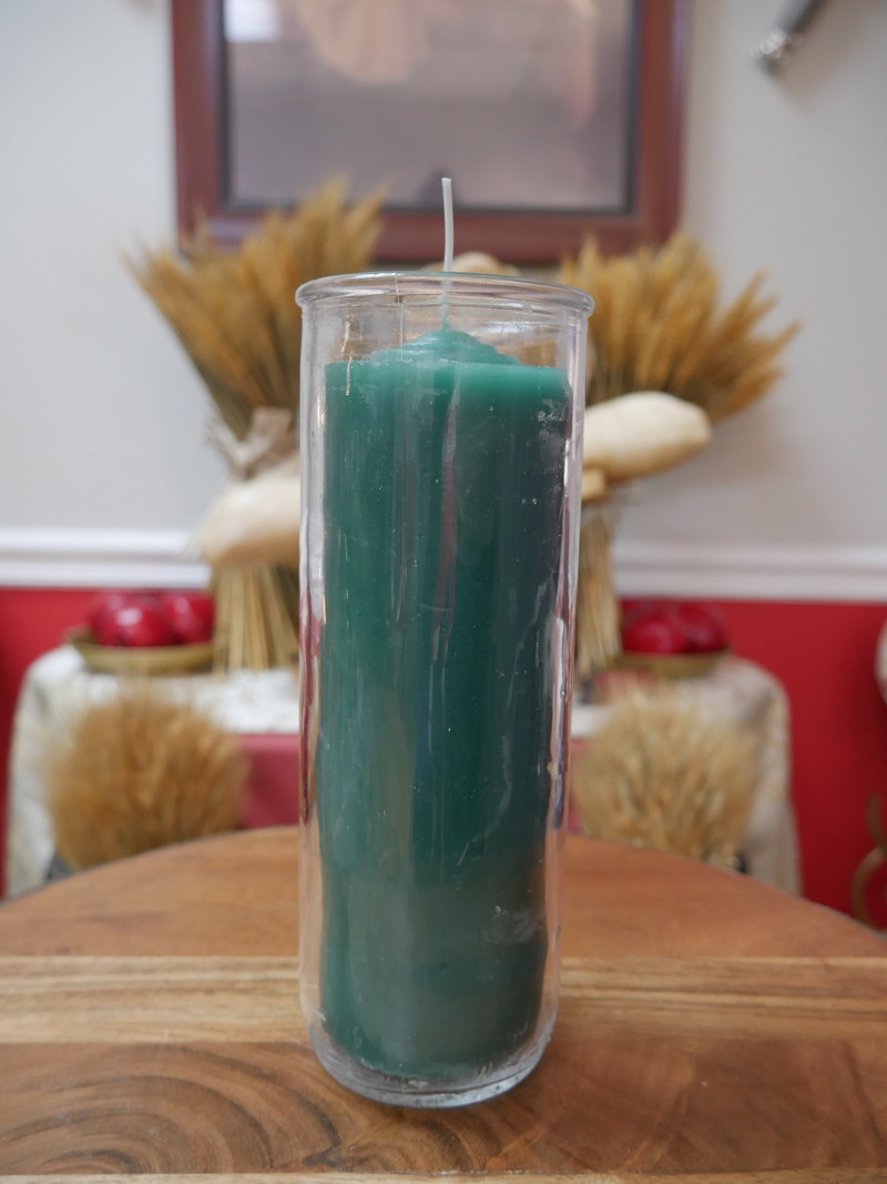 7" Pillar Pullout Candle Green