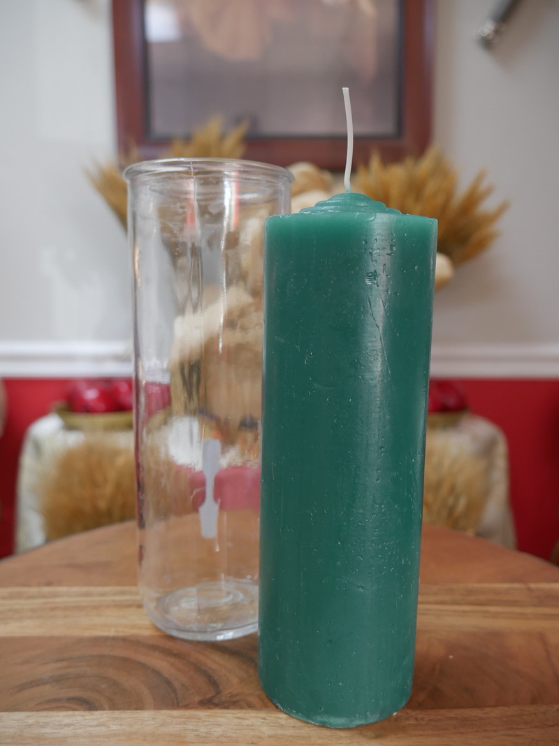 7" Pillar Pullout Candle Green