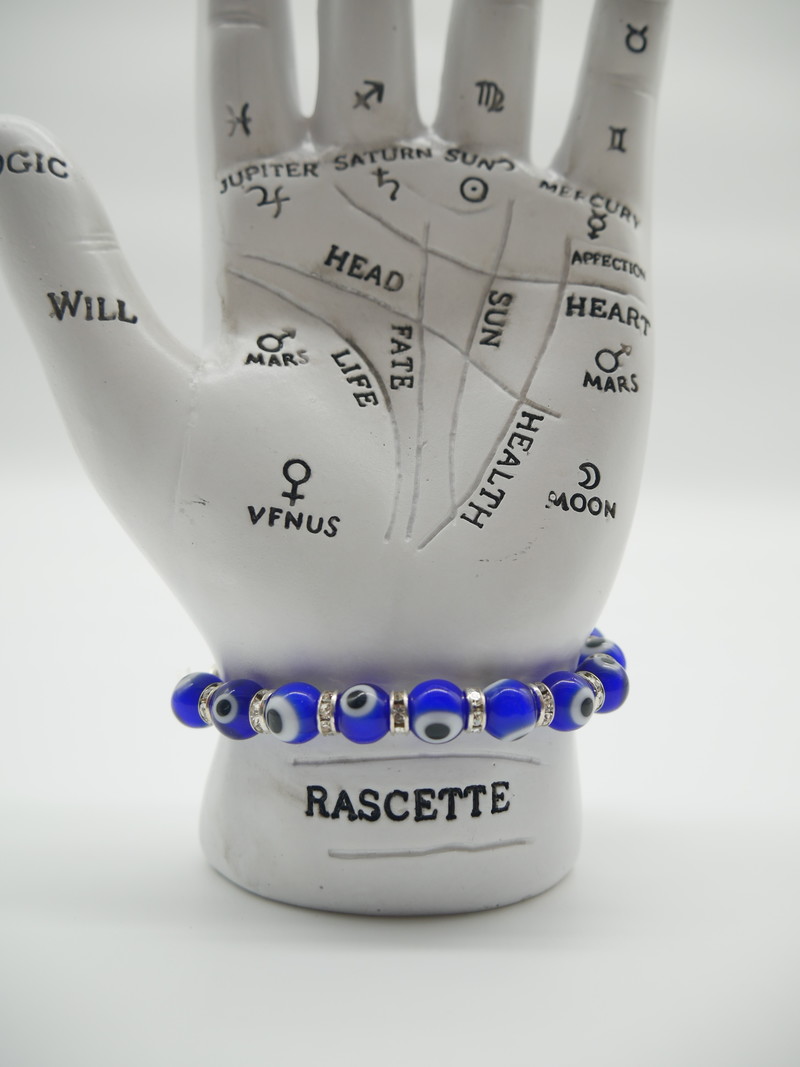 Evil Eye Protection with Hamsa Hand 8mm Bracelet