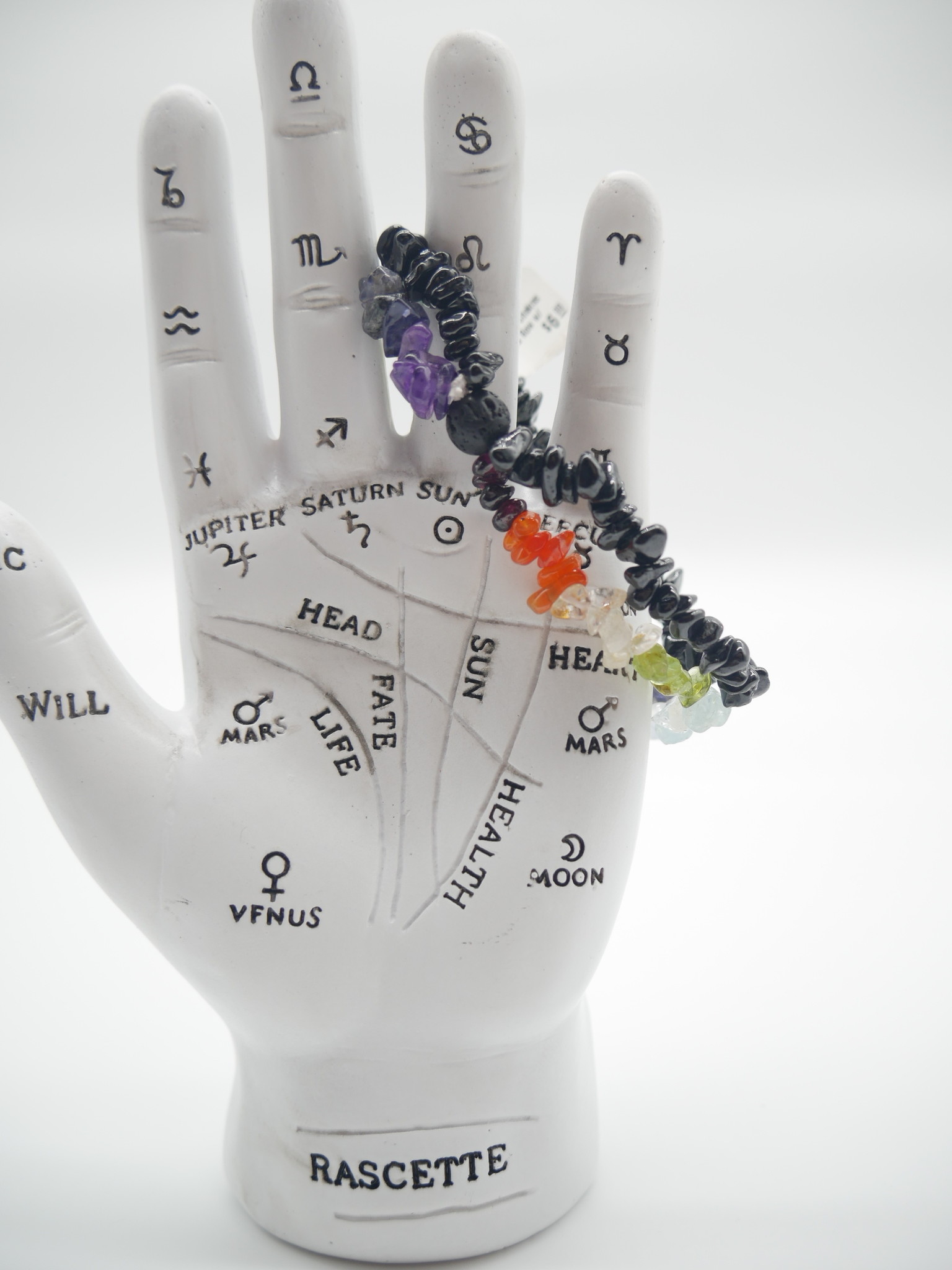 Double Row 7 Chakras Bracelet with Black Tourmaline and Lava