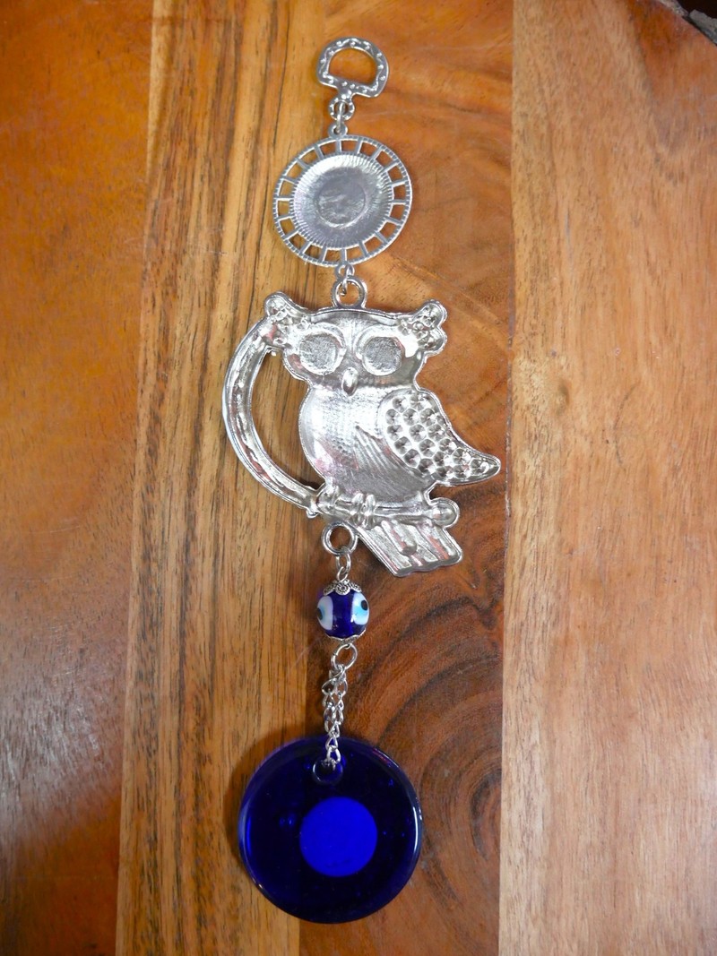 Perched Owl Evil Eye Protection Hanging Charm