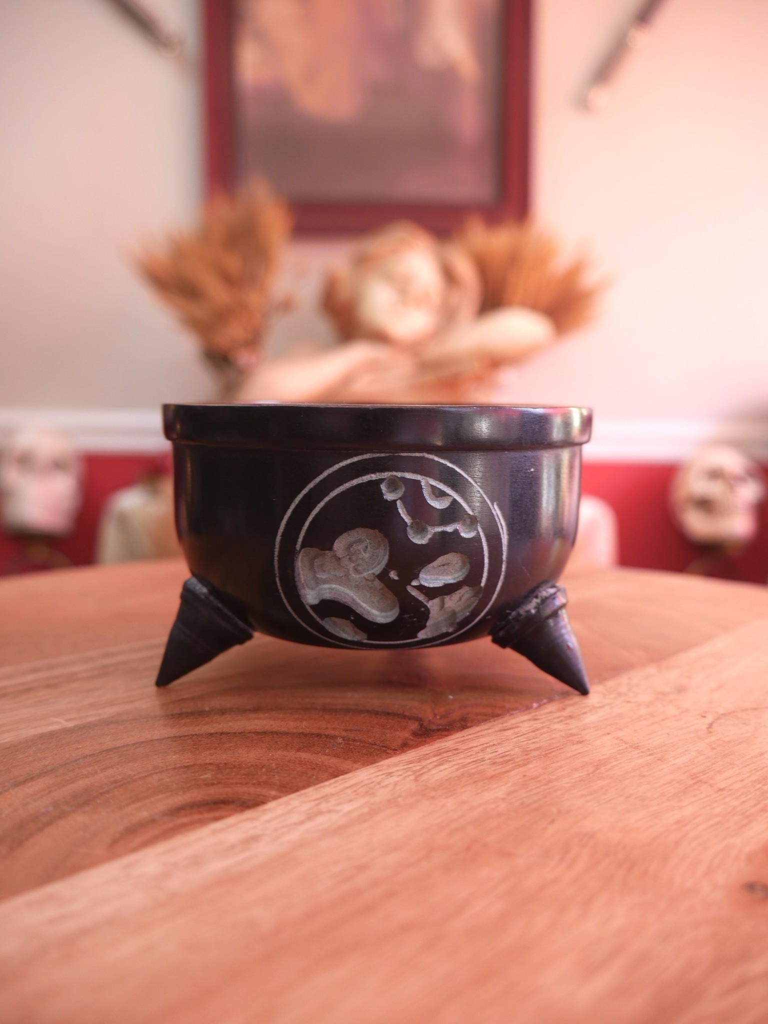 Om Carved Charcoal Burner & Smudge Pot