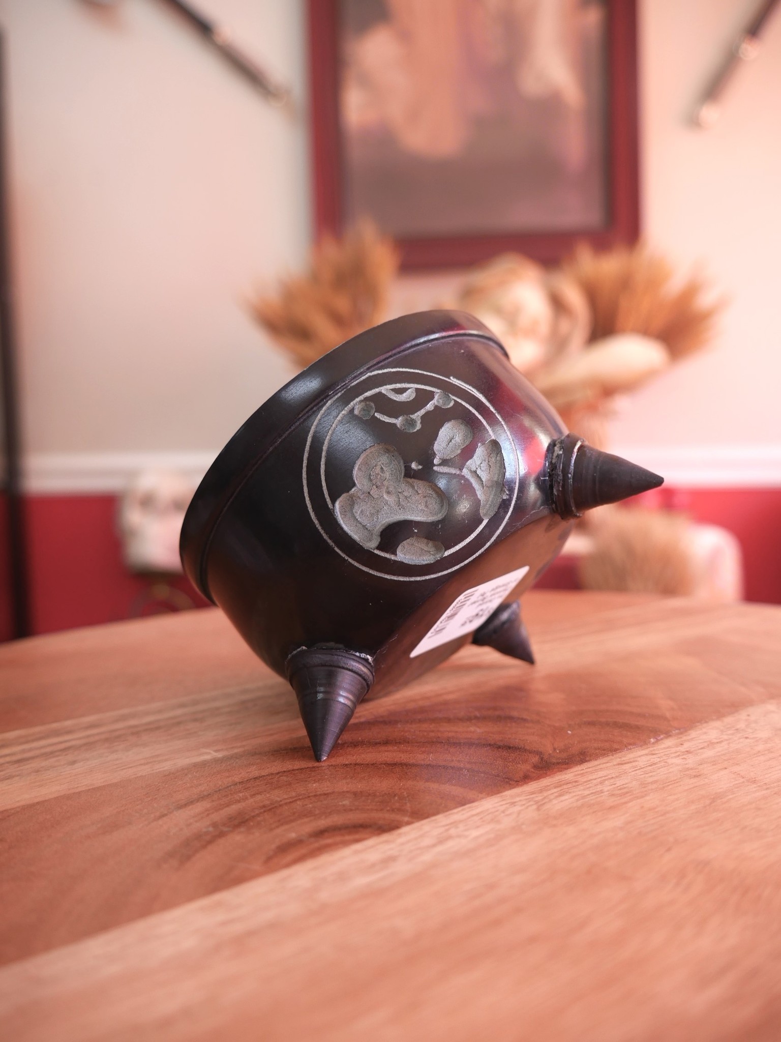 Om Carved Charcoal Burner & Smudge Pot