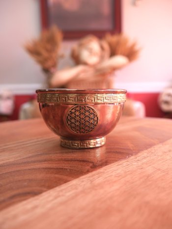 Flower of Life Symbol Copper Offering Bowl 3"D